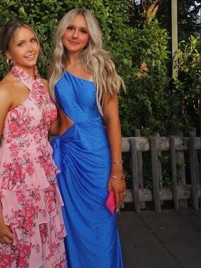 Terry Costa Midnight Blue One-Shoulder Cutout Prom Dress